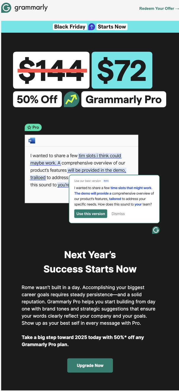 Grammarly BFCM email