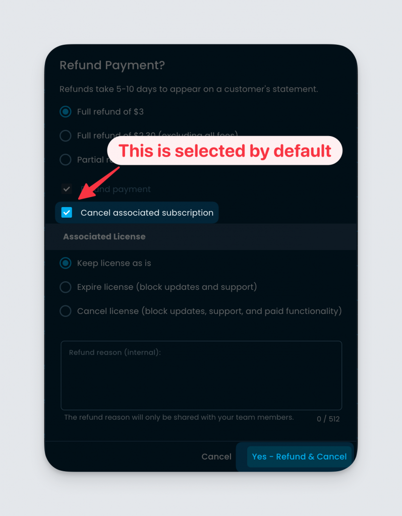 Improved UX while refunding payments in the Freemius Developer Dashboard
