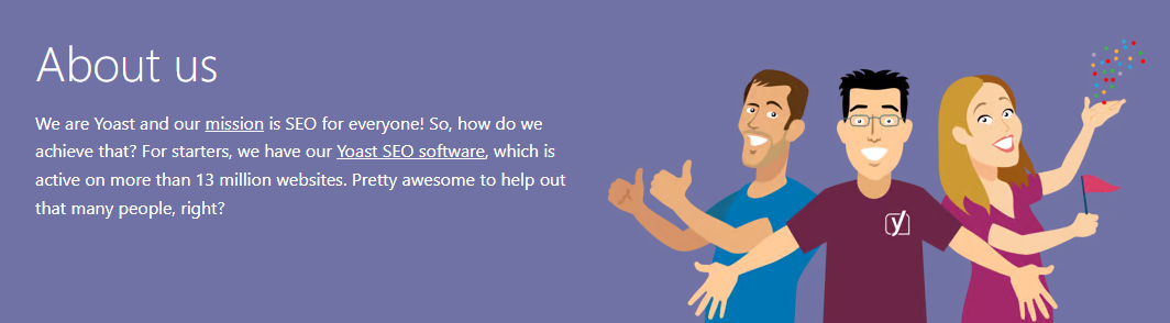 "About us" section from Yoast's website