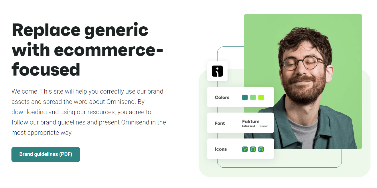 Branding guidelines from Omnisend's "Brand Assets" page