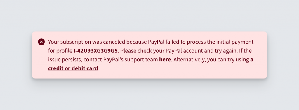 Improvements of the PayPal error UI in the Freemius Checkout
