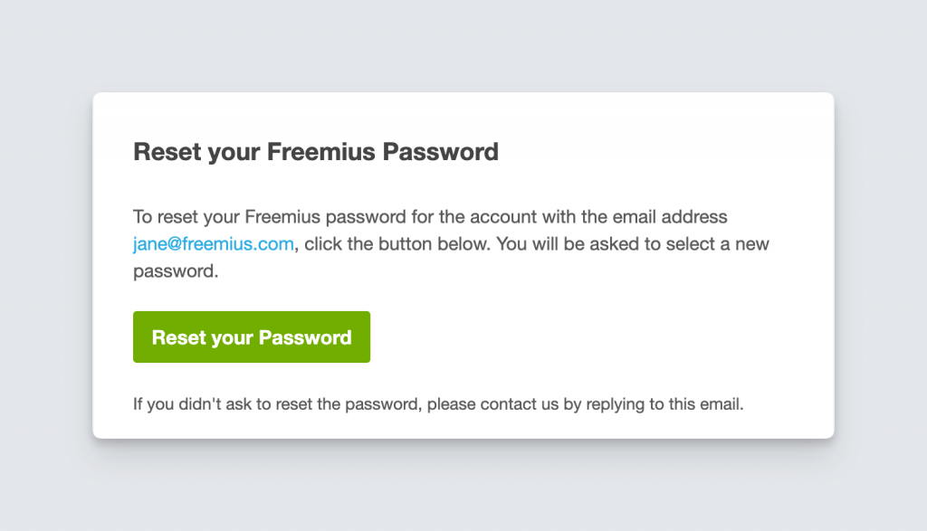 Freemius password reset email