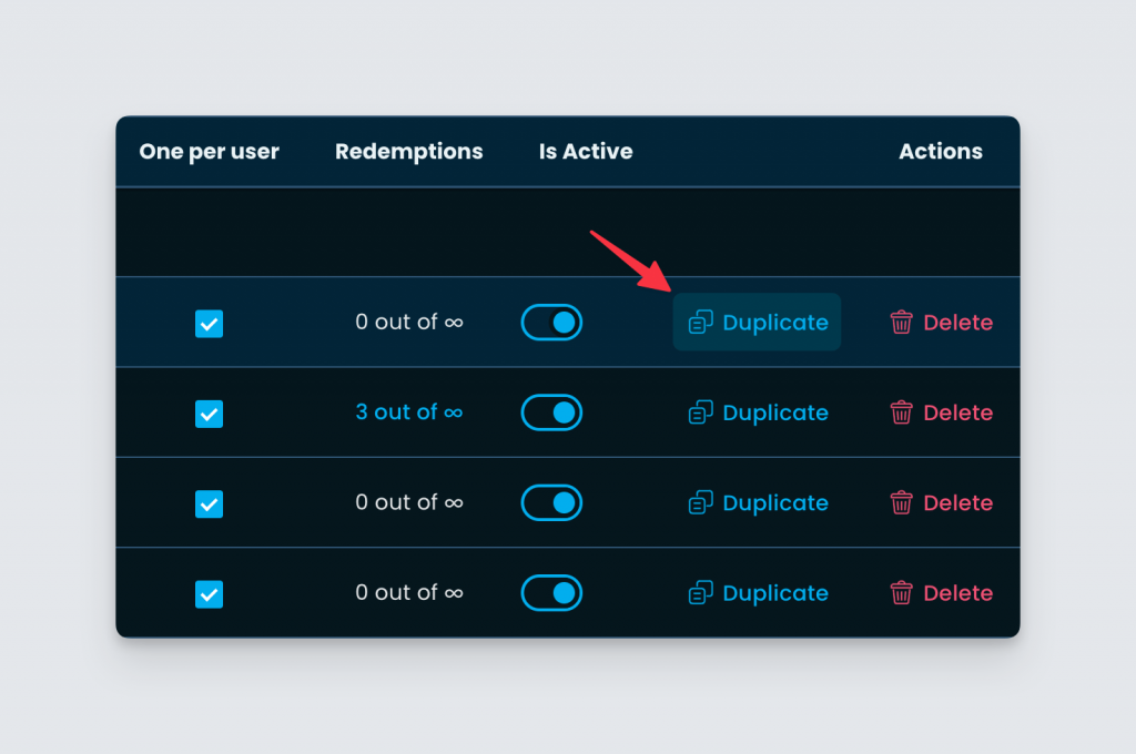 duplicate existing coupons in the freemius developer dashboard