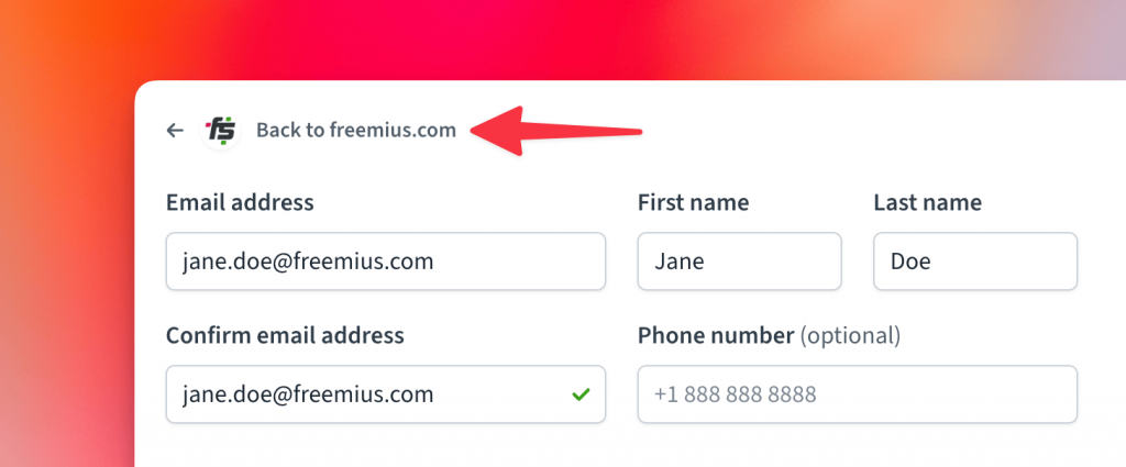 Freemius checkout back button with the cancel_url parameter