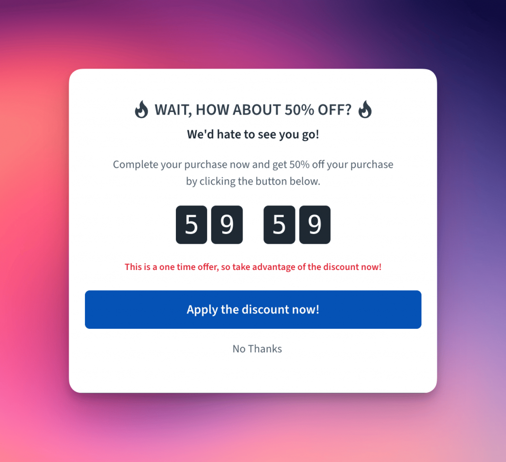 Exit intent UI with promotional coupon - Freemius Checkout