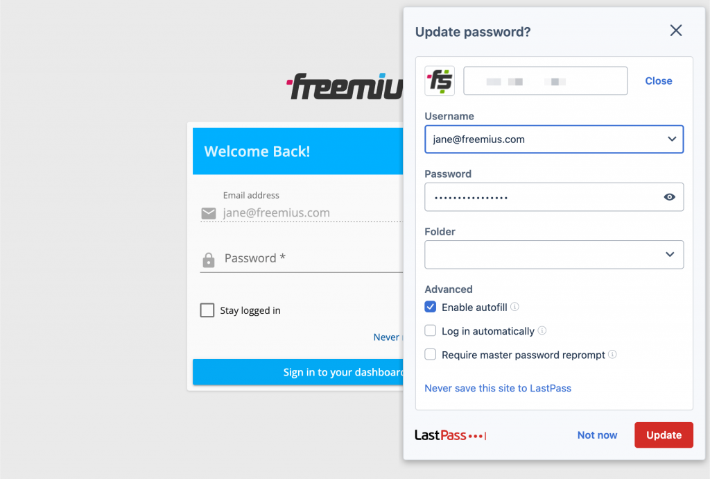 lastpass password reset ux improvement freemius user dashboard