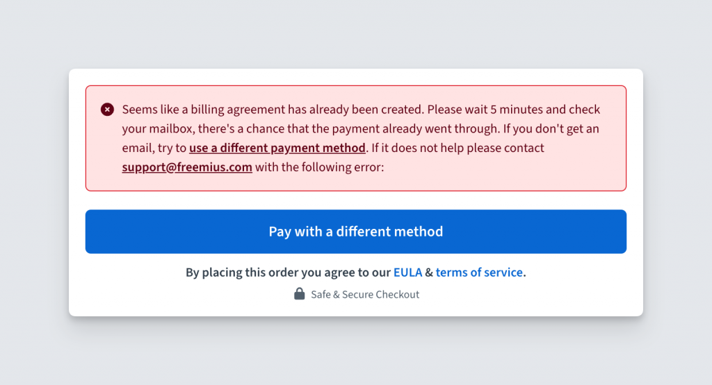 Freemius Checkout - PayPal billing agreement issue