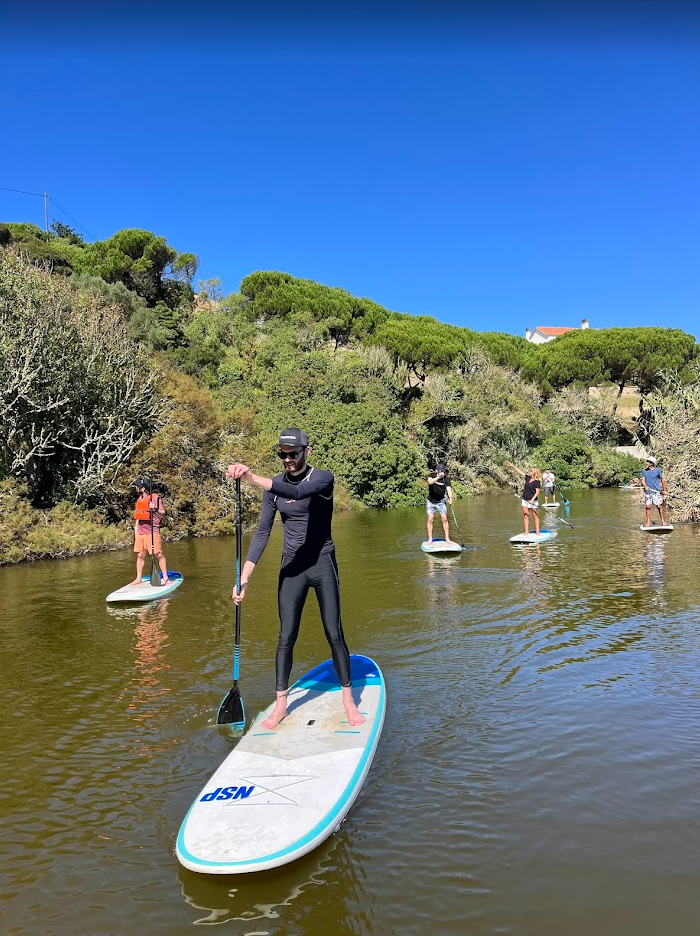 Freemius teaming paddleboarding Portugal team retreat