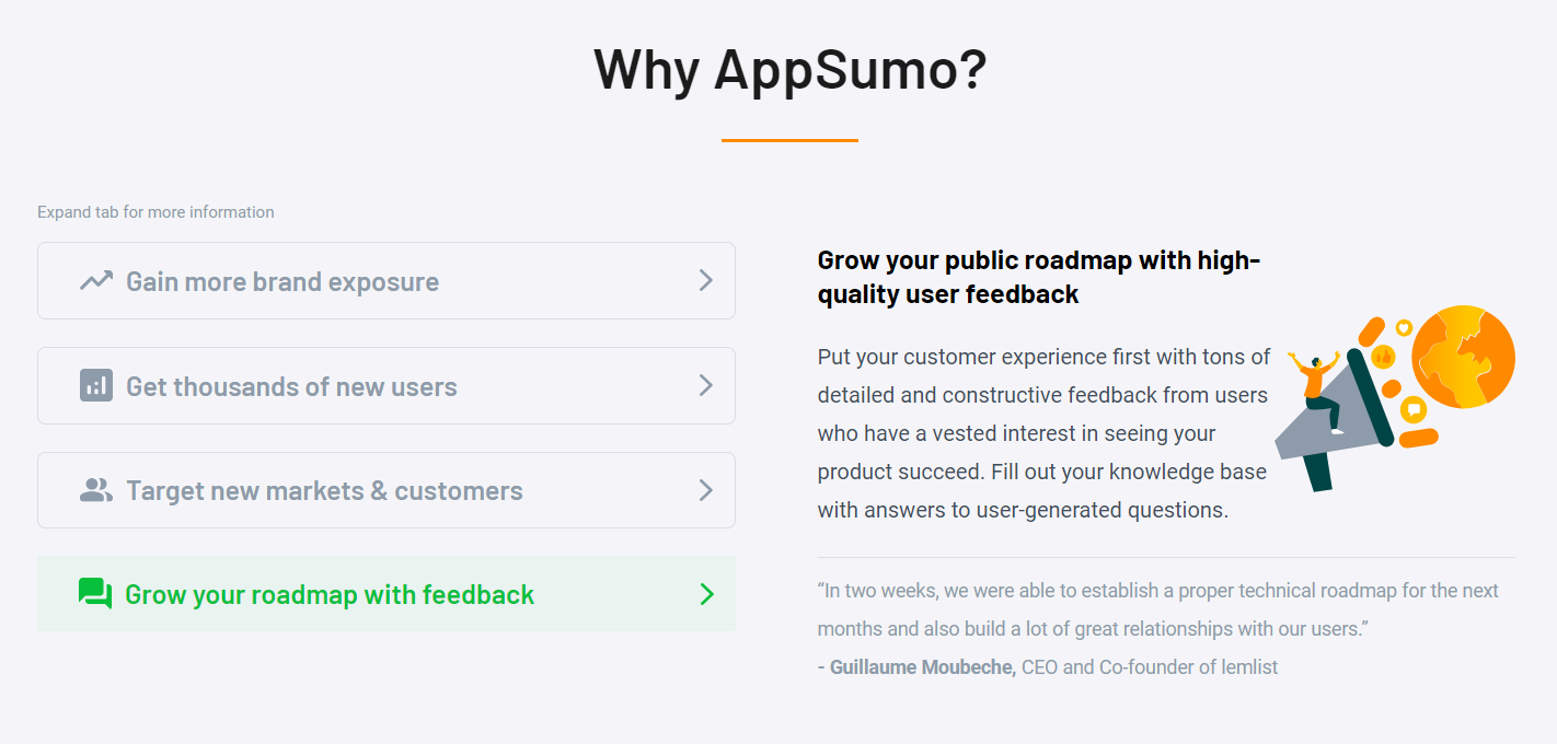 about feedback on appsumo