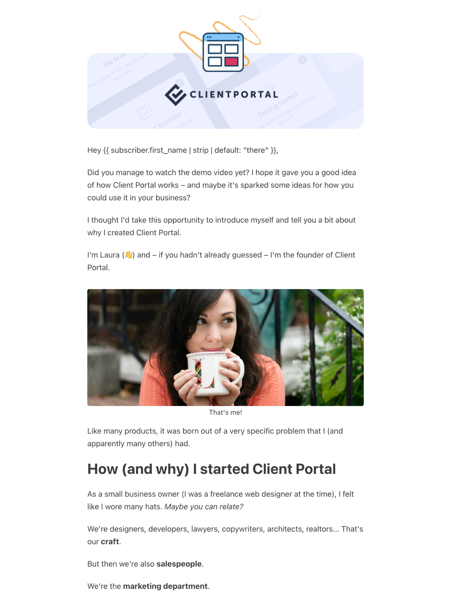 client portal email template