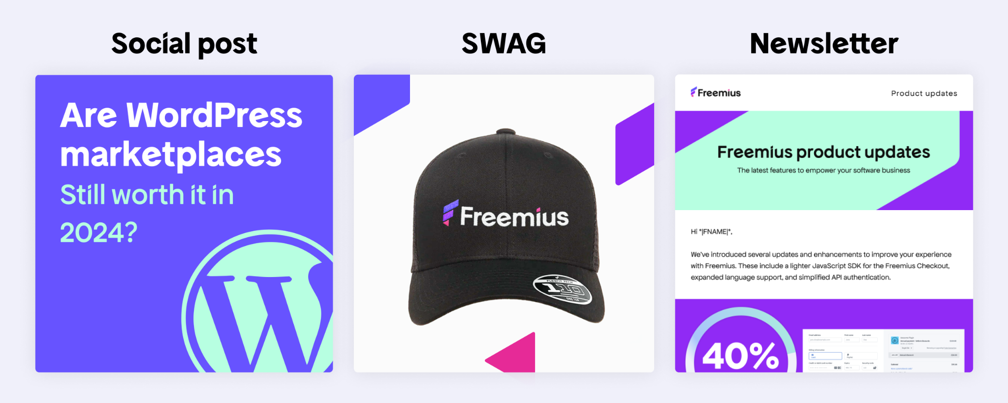 freemius social post swag newsletter