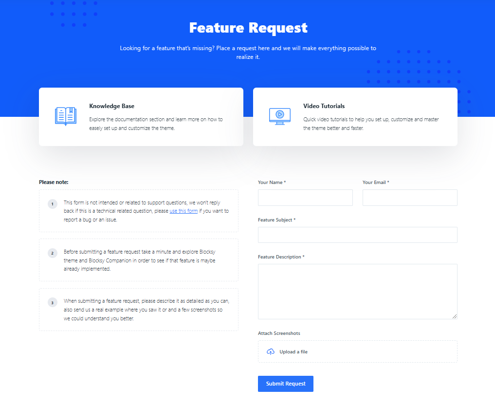 blocksy feature request form