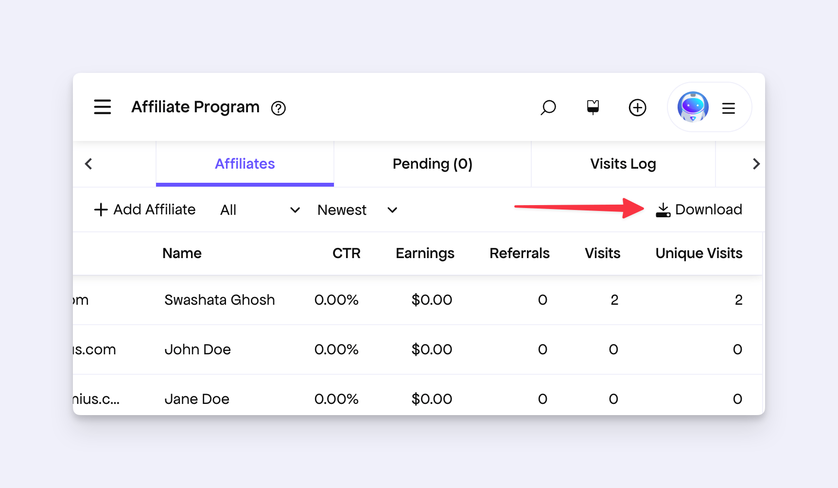 Data Liberation Bonus: Export affiliate lists