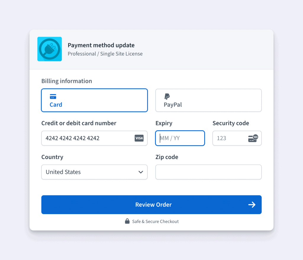 Freemius Checkout payment method update