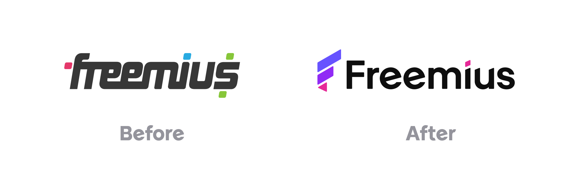 New Freemius logo before and after