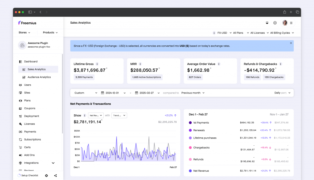 Freemius Developer Dashboard on Safari