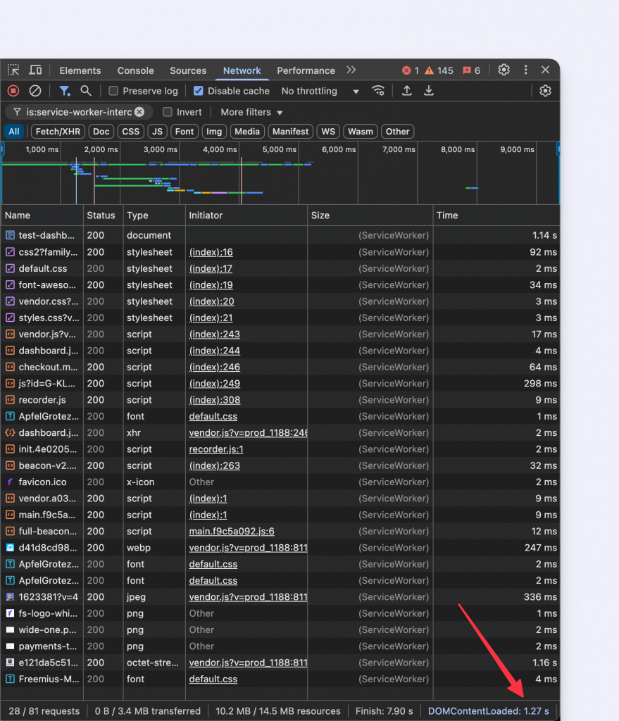 Freemius Developer Dashboard faster load time due to PWA caching