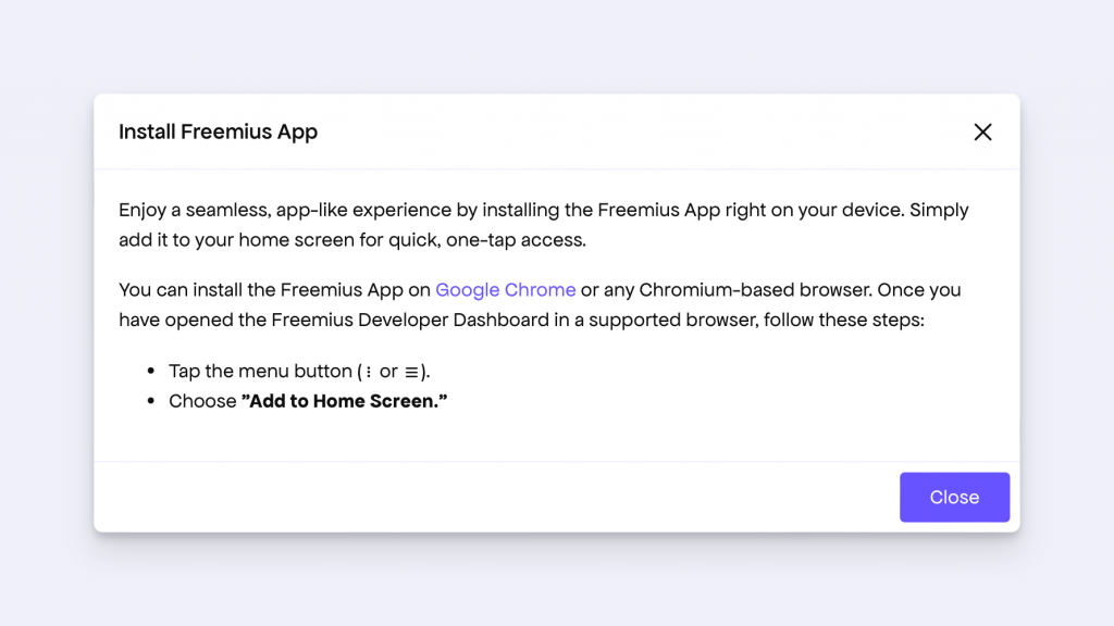 Freemius Install instruction for non PWA platforms