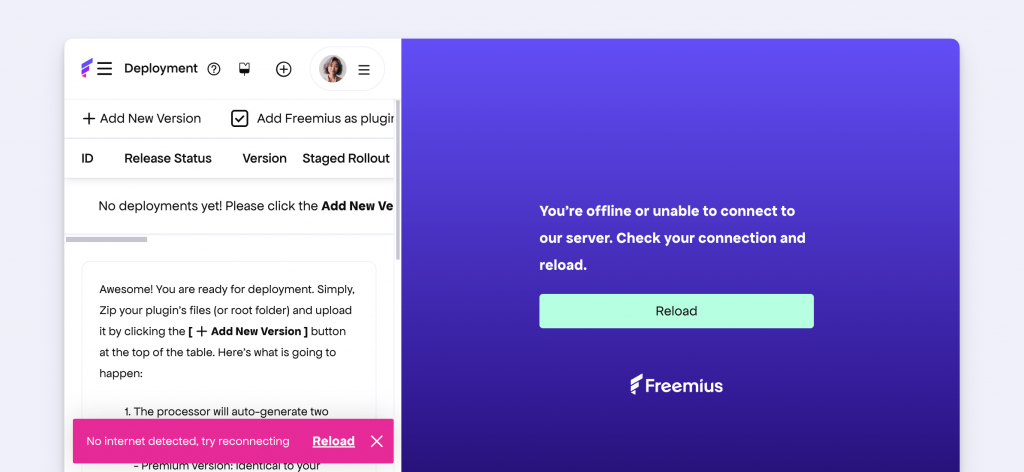 Freemius App Offline UI