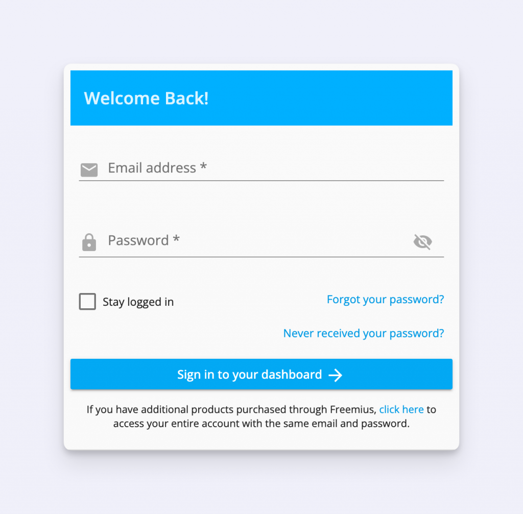 Freemius Customer Portal Login Form