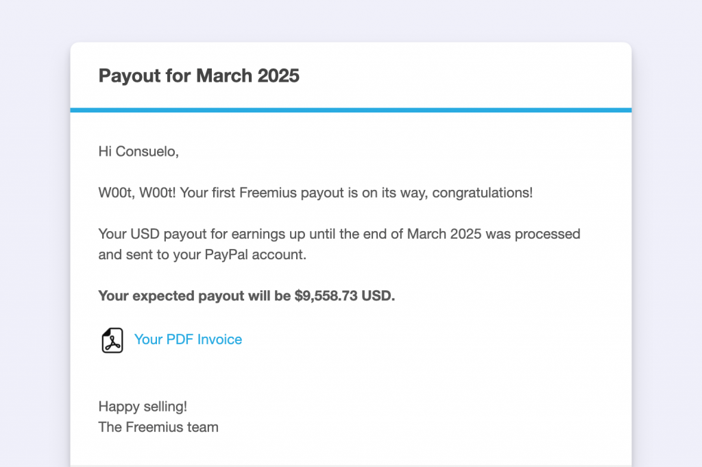 Freemius Payout email
