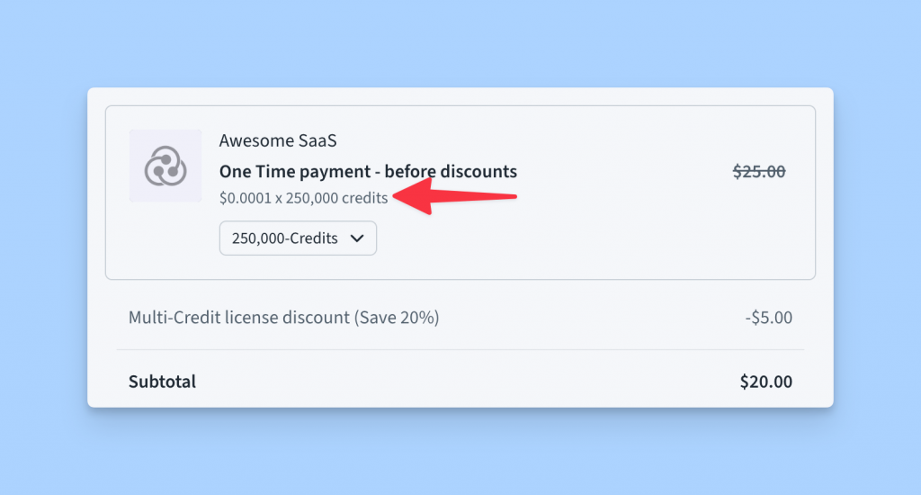 Freemius Checkout smarter unit price calculation showing 0.0001 unit price