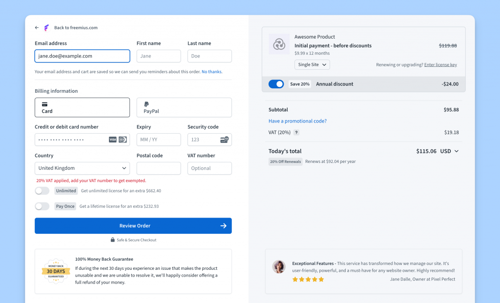 Freemius Checkout fully EU accessibility act compliant