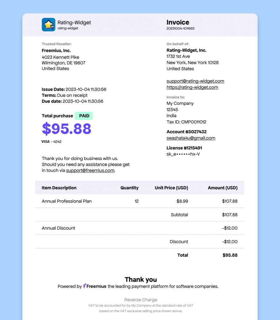 New invoice design - Freemius