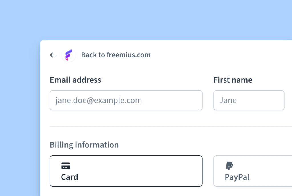Back button with Favicon in Freemius Checkout