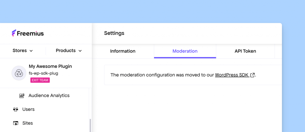 Moderation UI update for Freemius WordPress SDK