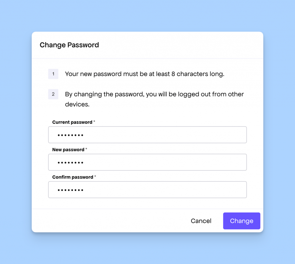 Freemius password reset form
