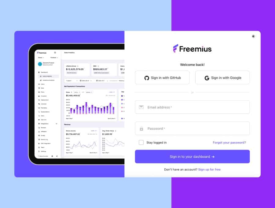 Freemius Sign in page