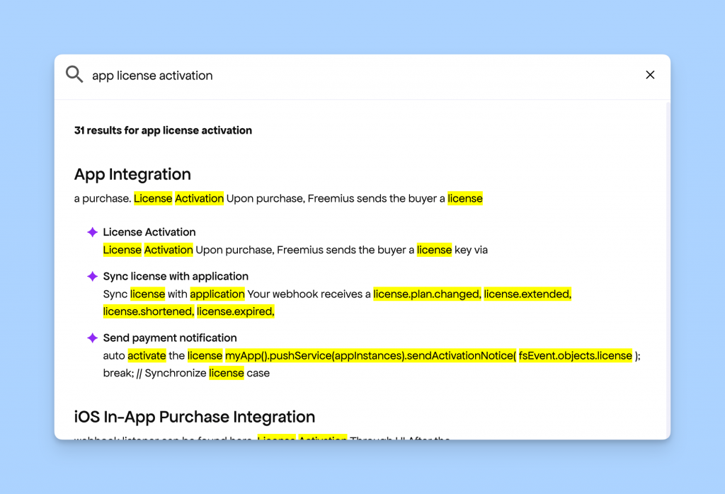 Better Search in Freemius Docs