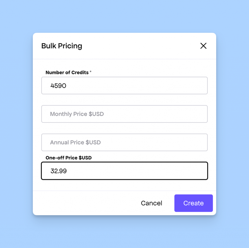 Custom configuration for bulk selling units in Freemius Developer Dashboard