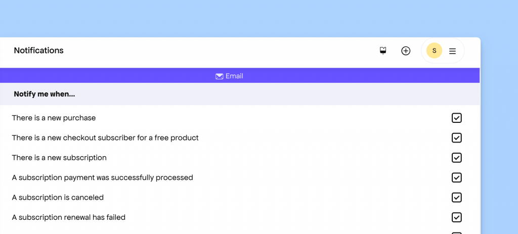 Notification Config from the Freemius Developer Dashboard