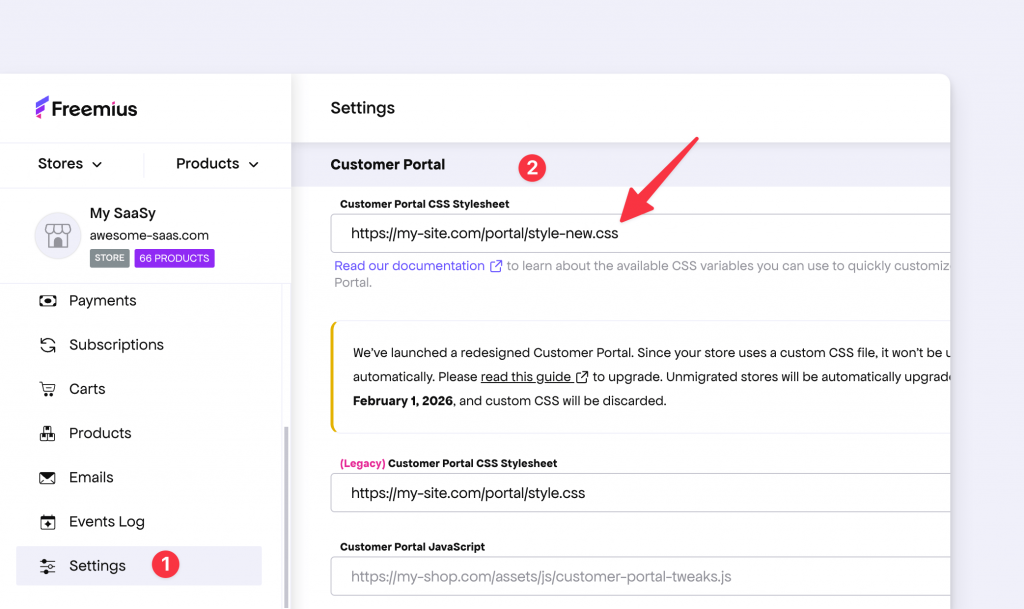 Set up stylesheet URL for Customer Portal branding