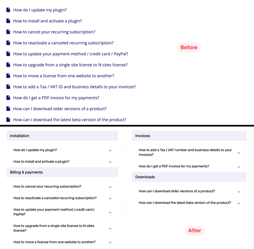 Redesigned FAQ page