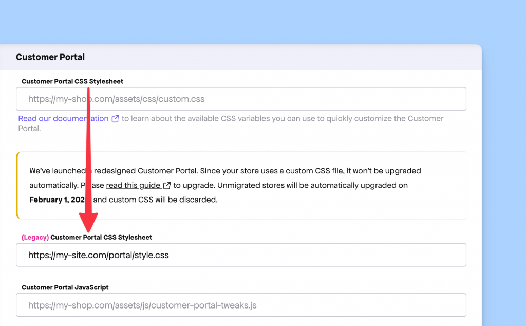Customer Portal CSS Configuration