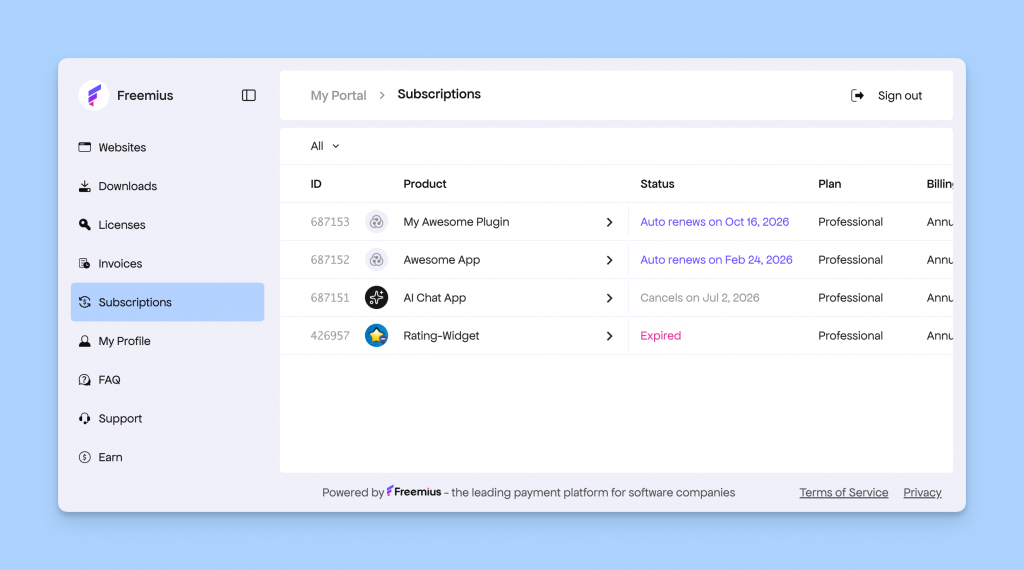 Freemius Customer Portal Rebranded