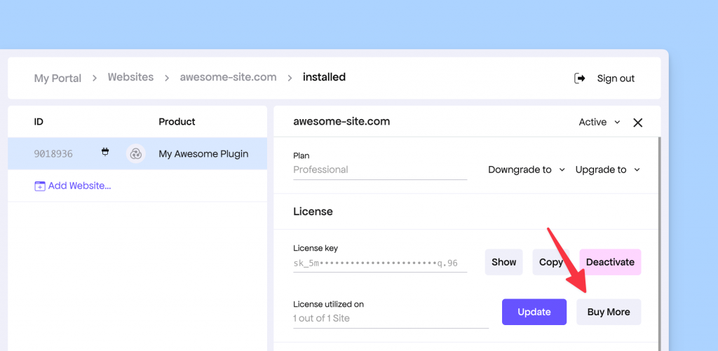 Buy Button in the Customer Portal