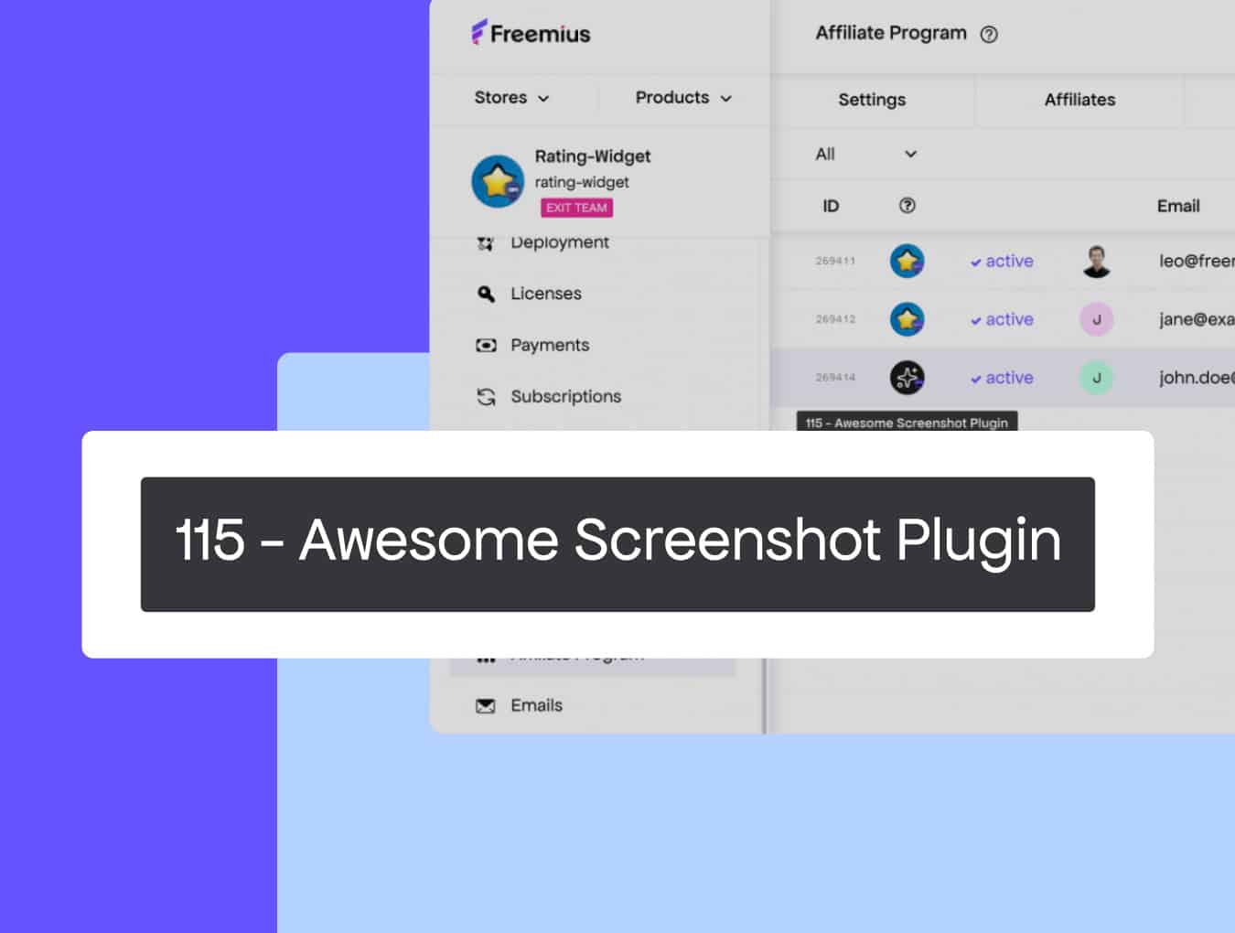 Affiliate Program showing commission origins