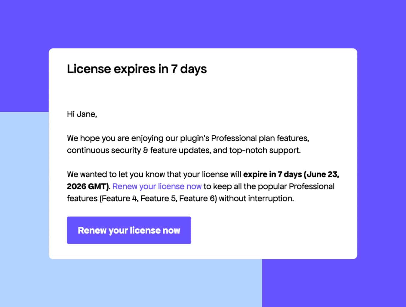 License recovery email for migrated license