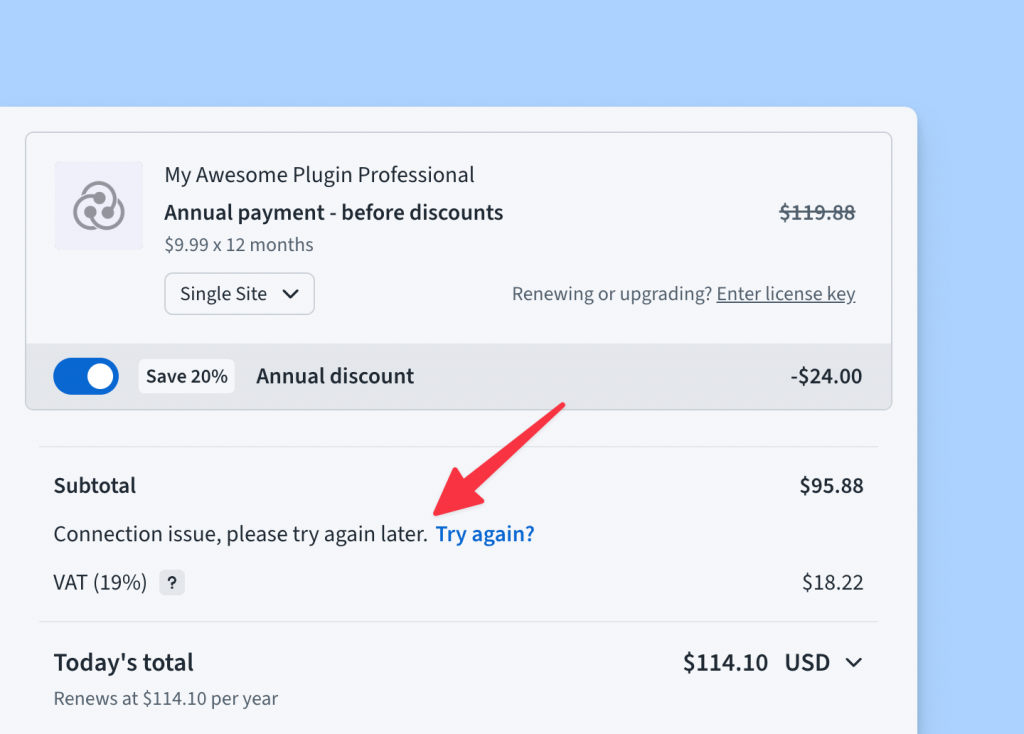 Coupon Error UI in the Freemius Checkout