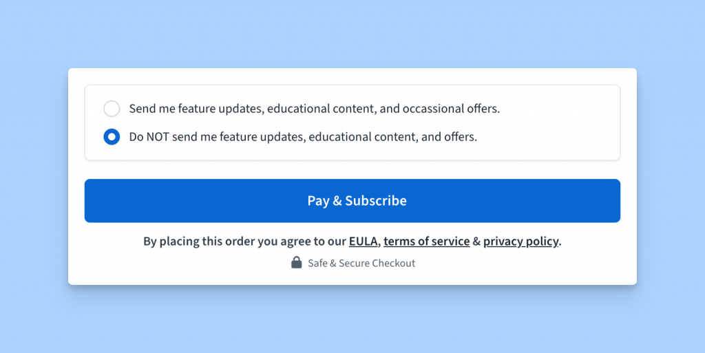 Freemius Checkout Marketing Opt-In UI