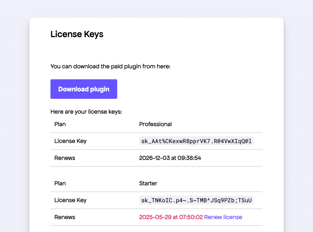 Freemius License Recovery Email