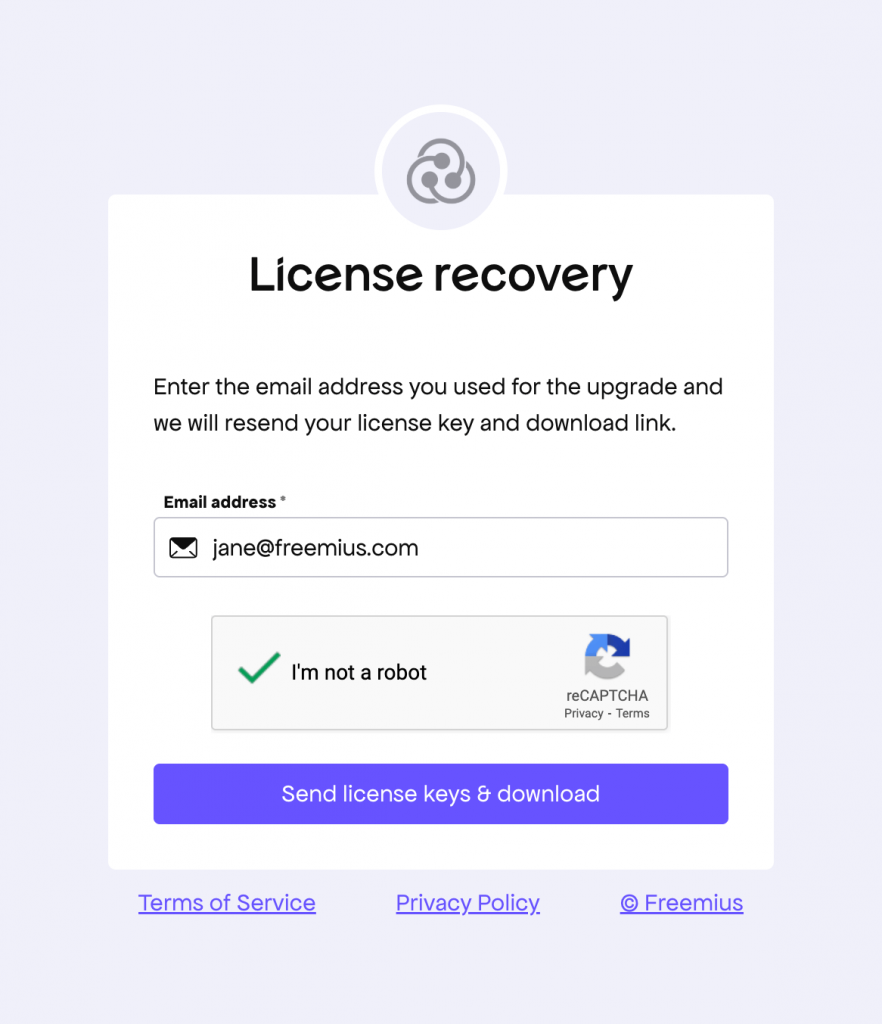 Freemius License Recovery Form