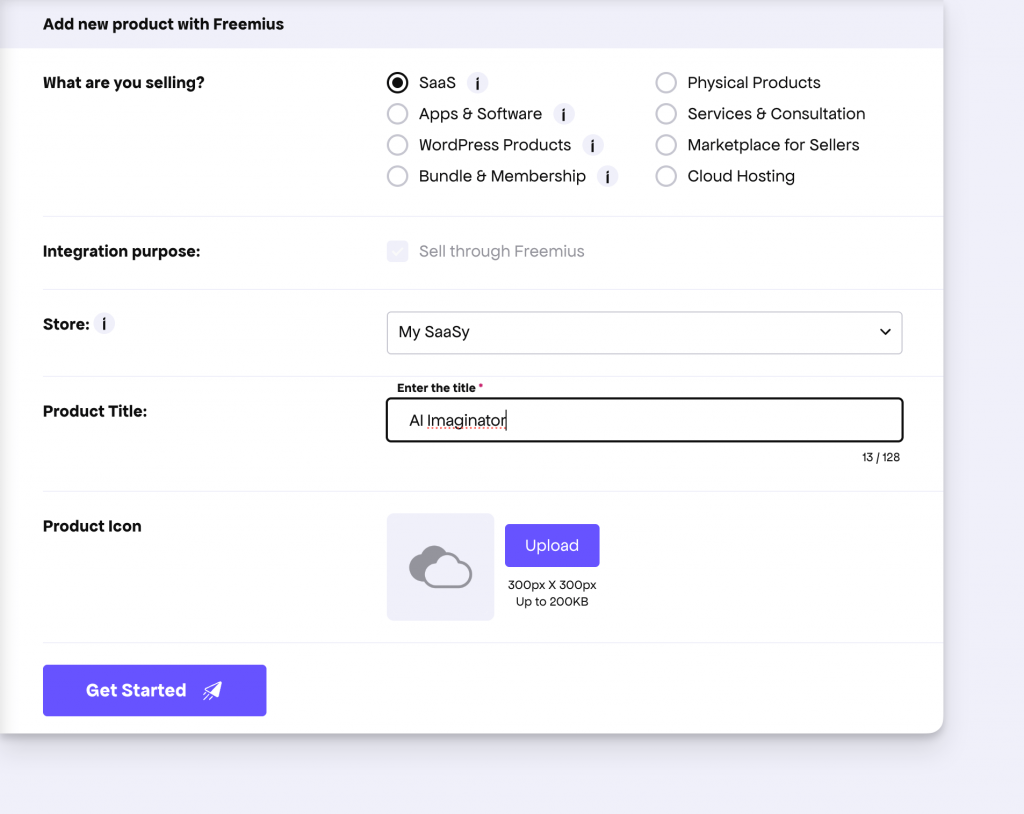 New Product form in Freemius Developer Dashboard