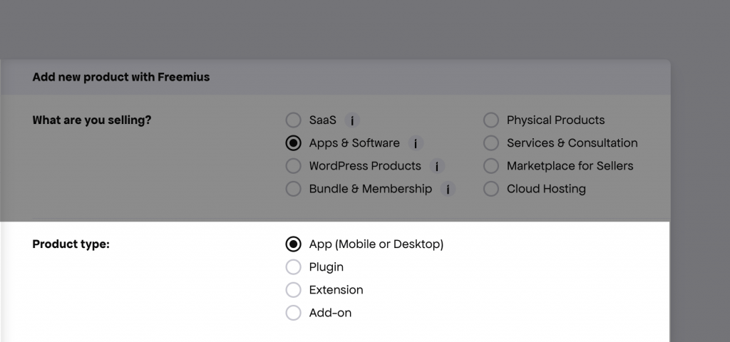 Various product type options