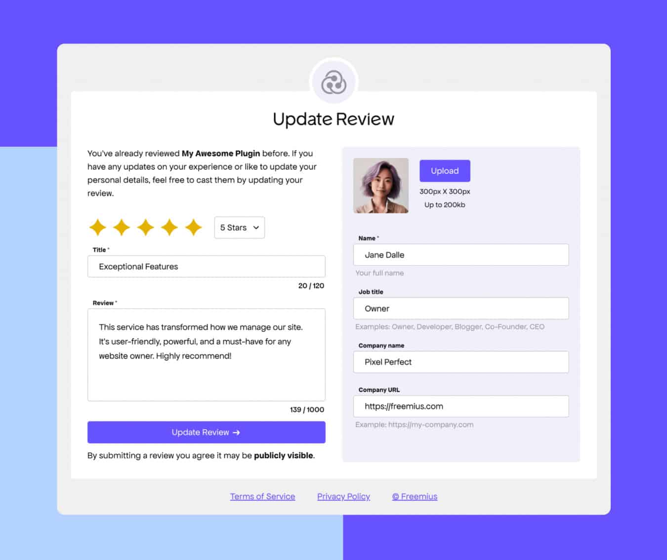 redesigned Freemius Review App