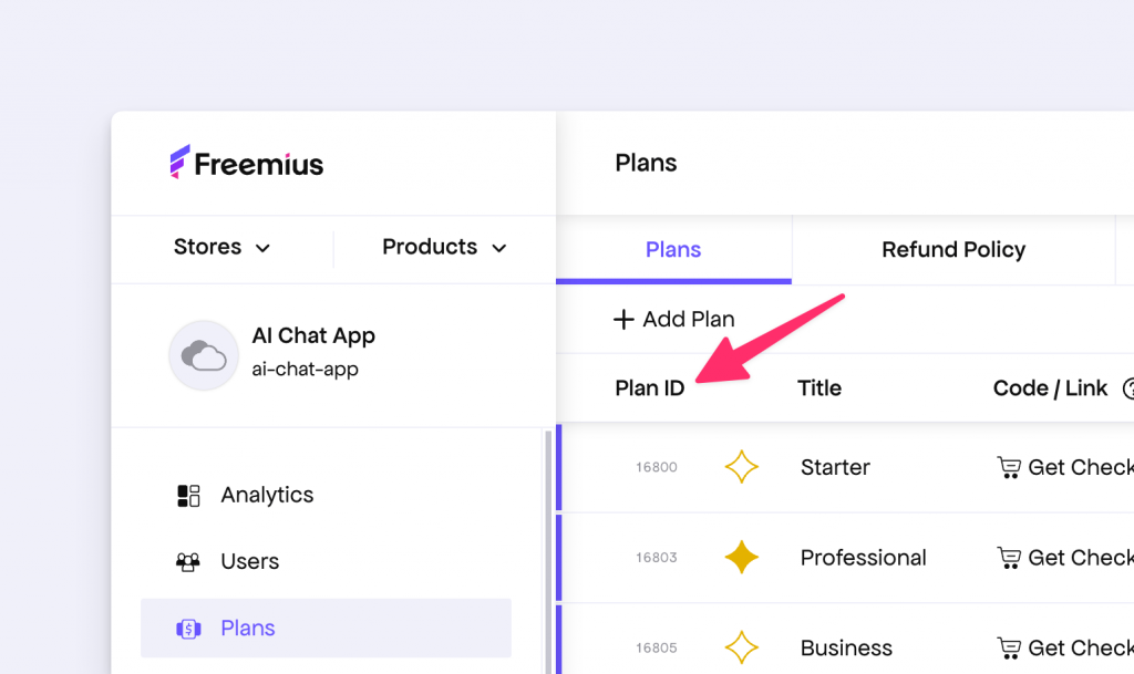 Freemius plan ID